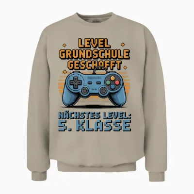 Grundschule Abschluss 2026 Level Grundschule Geschafft Gamer Unisex Sweatshirt - Sand