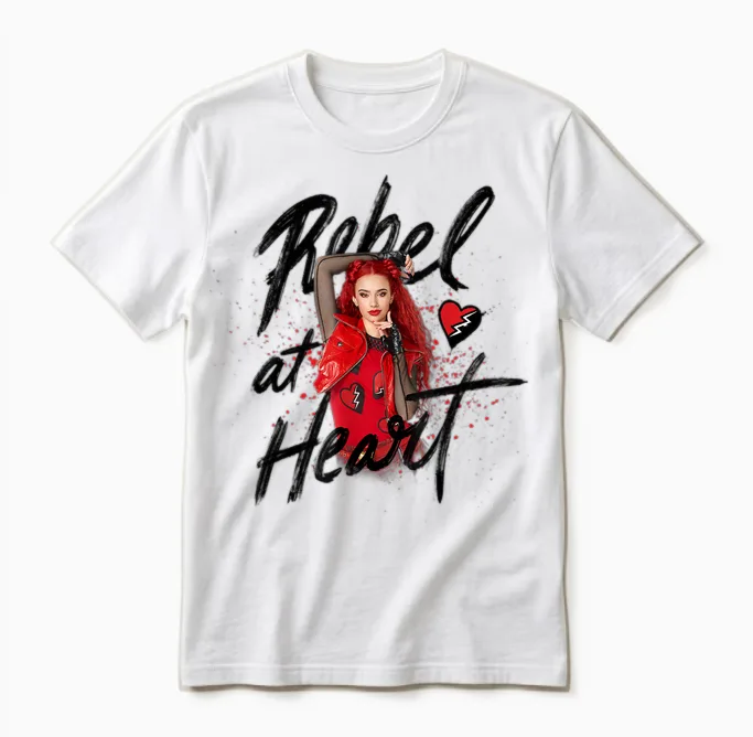Disney Descendants 4: the Rise of Red Rebel at Heart Unisex T-Shirt in White