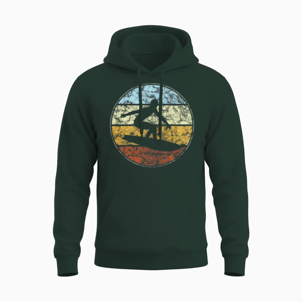 Surfing Retro Unisex Hoodie in Forest