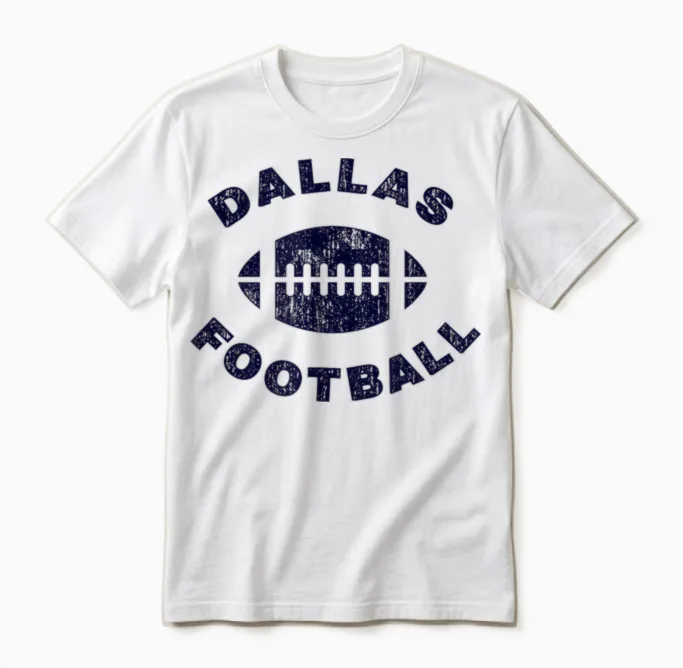 Dallas Vintage Distressed Football Sports Design Unisex T-Shirt in White