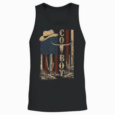 Western Country Rodéo Rétro Cowboy Pour Homme Et Adolescent Unisex Tank Top - Black