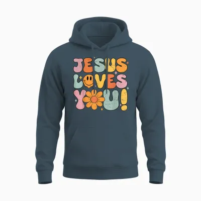 Jesus Loves You Cute Christian Teen Girl Graphic Tees Unisex Hoodie - Dark Heather