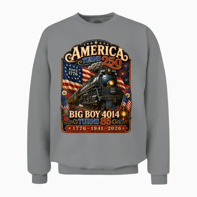 Big Boy 4014 Train Turns 85 America 250 Years 1776-1941-2026 Unisex Sweatshirt - Sport Grey