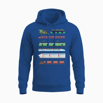 Set of Trains for Boys and Girls Train and Locomotive Lovers T-Shirt, Black Unisex Hoodie - Royal