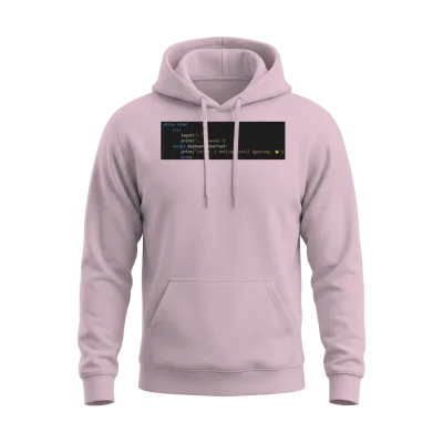 Python Ignore Script | Funny Programming Design Unisex Hoodie - Light Pink