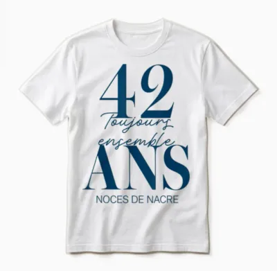 Idée Cadeau Couple 42 Ans De Mariage - Noces De Nacre Unisex T-Shirt - White