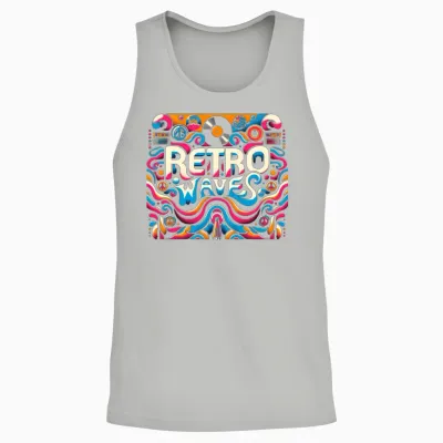 Retro Waves Aesthetic Unisex Tank Top - Ash