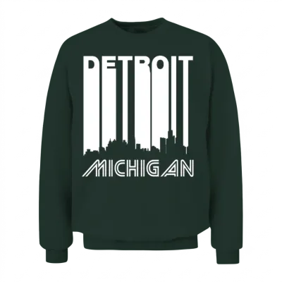 Retro Detroit Skyline Unisex Sweatshirt - Forest