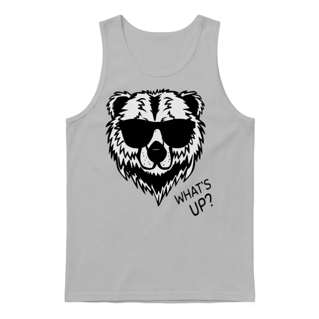 Funny Cool Panda Unisex Tank Top - Ash