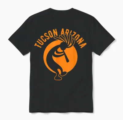 Tucson Arizona Souvenir Dansant Kokopelli Design Vieilli Unisex T-Shirt - Black