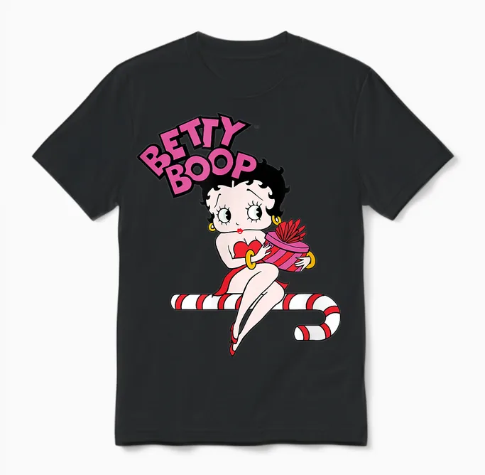 Candy Cane Graphic T-Shirt Papl3165 Unisex T-Shirt in Black