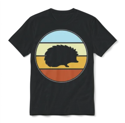 Hedgehog Retro Unisex T-Shirt - Black