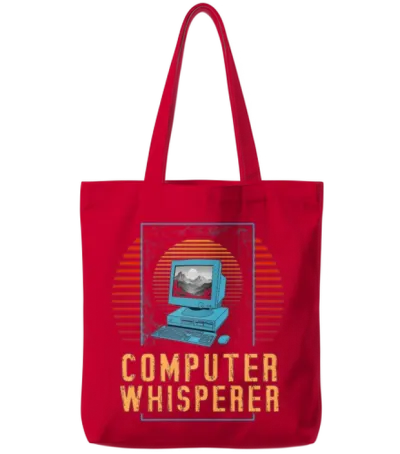 Retro Computer Whisperer Tote Bags - Red