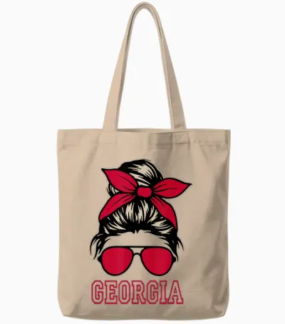 Georgia Women Girls Mom Messy Bun Hair. Tote Bags - Natural