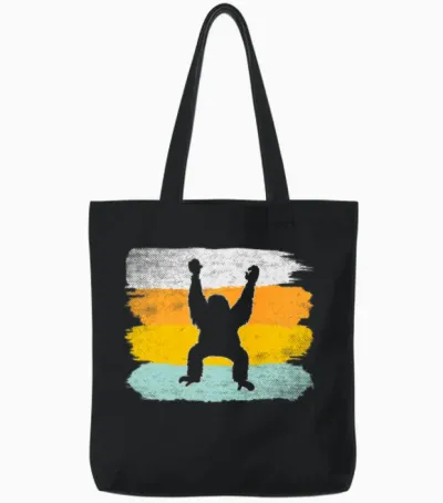 Orang Utan Retro Tote Bags - Black