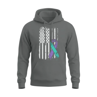 Suicide Prevention Awareness Ribbon - Usa American Unisex Hoodie - Graphite Heather