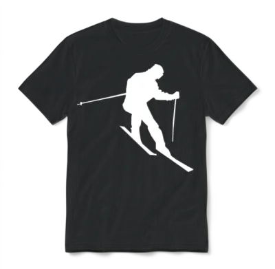 Skiing Silhouette Ski Unisex T-Shirt - Black