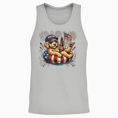Goldendoodle Patriotic Golden Doodle 4th of July 250 Years Unisex Tank Top - Ash