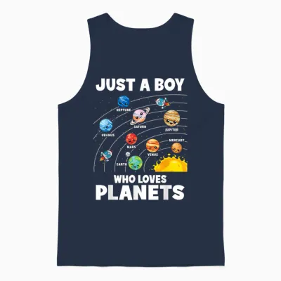 Just a Boy Who Loves Planets Solar System Astronomy Space Unisex Tank Top - Navy