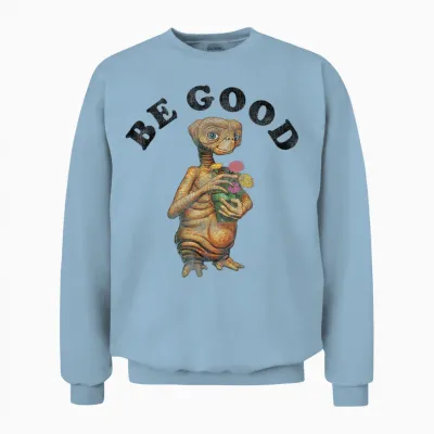 E.t. Be Good E.t. Holding Flower Pot Graphic Unisex Sweatshirt - Light Blue