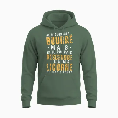 Homme Pas Bourré Mais Descends De Ma Licorne - Humour Apéro Unisex Hoodie - Military Green