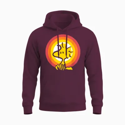 Woodstock Sunset T-Shirt Peanuts, Black Unisex Hoodie - Maroon