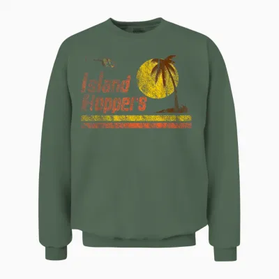Magnum Island Hoppers Retro Sunset in Pi T-Shirt, Black Unisex Sweatshirt - Military Green