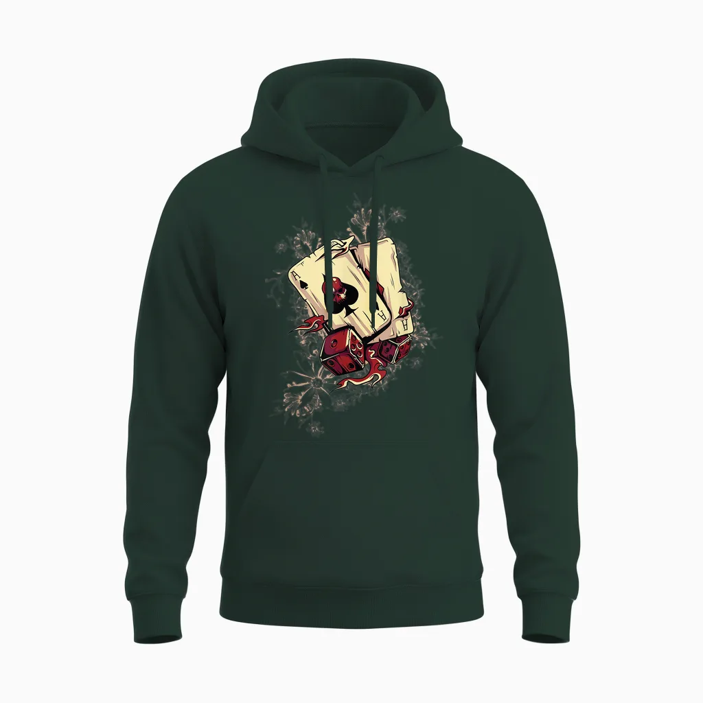 Player - Dice Demonic Poker Card T-Shirt, Black Unisex Hoodie in Forest