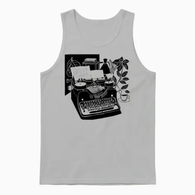 A Retro Typewriter, a Gentleman's Life Unisex Tank Top - Ash