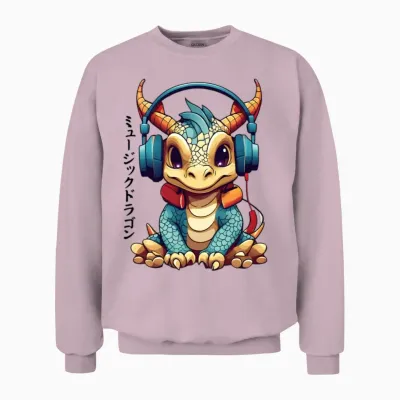 Japanese Music Dragon Unisex Sweatshirt - Light Pink