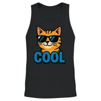 Retro Cool Cat — Lovers Gift Unisex Tank Top - Black – 2