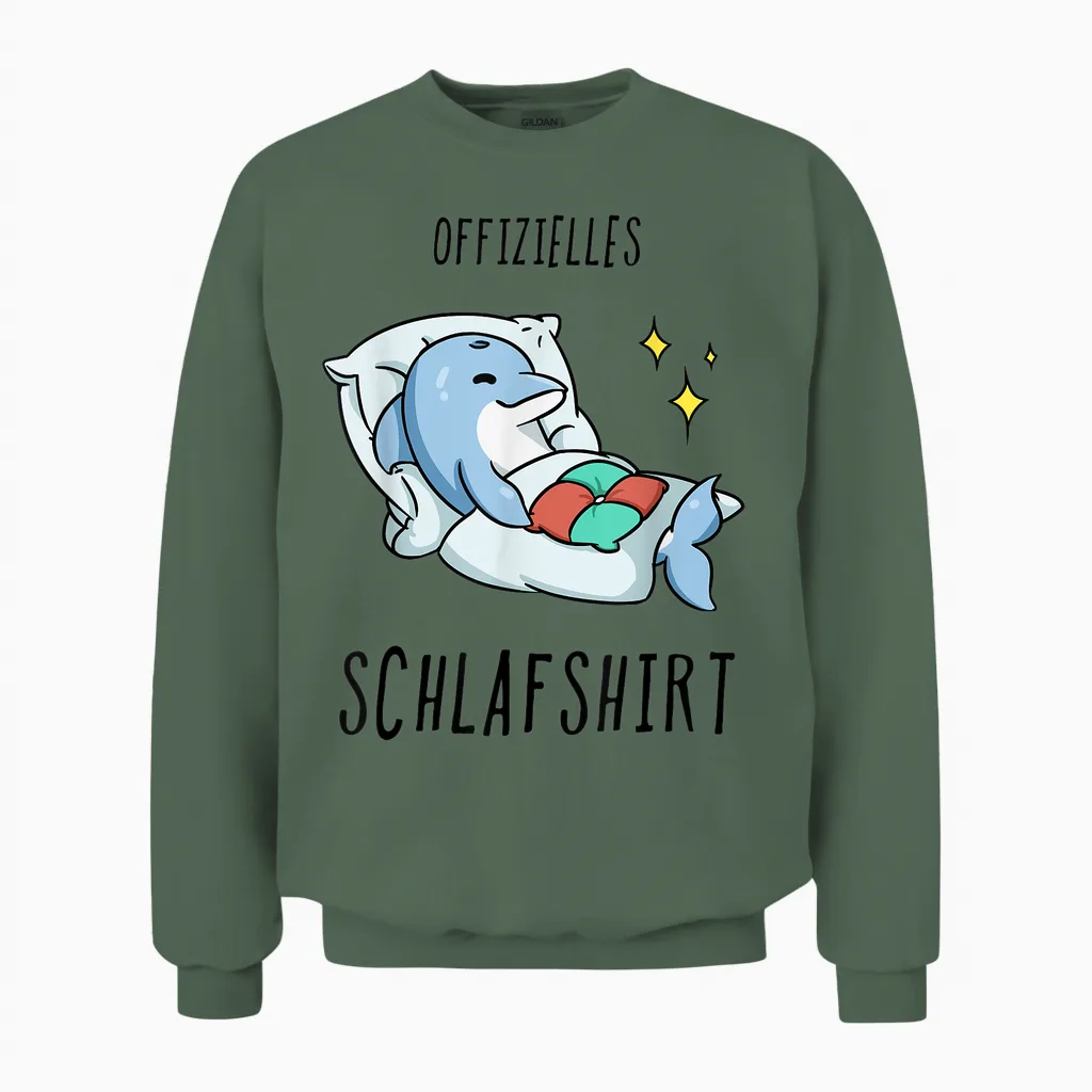 Delfin Pyjama Schlafanzug Unisex Sweatshirt in Military Green