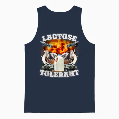 Lactose Tolerant Meme Funny Strange Specific Thanks Meme T-Shirt, Black Unisex Tank Top - Navy