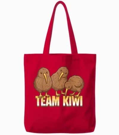 Team Kiwi Vogel Kiwi Tier Niedlich Kiwi Neuseeland Vogel Tote Bags - Red