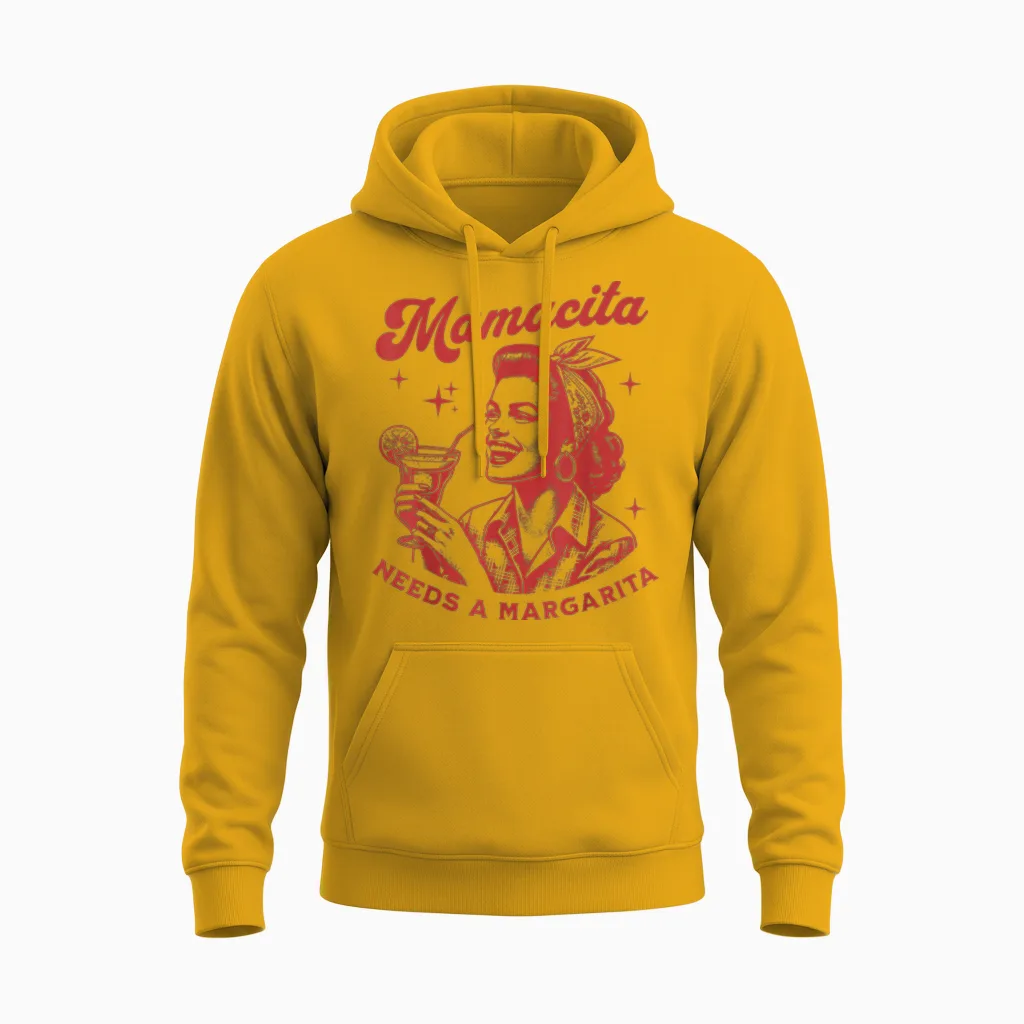 Mamacita Braucht Eine Margarita T-Shirt, White Unisex Hoodie in Gold