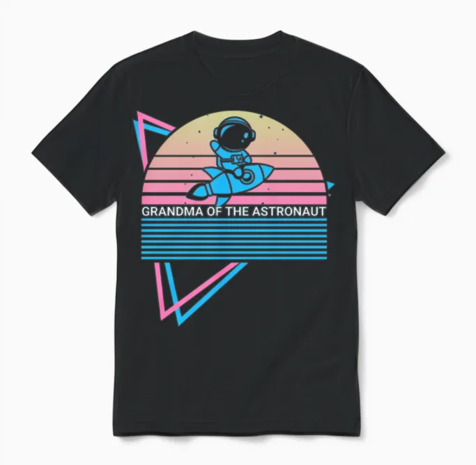 Astronaut Retro Unisex T-Shirt in Black