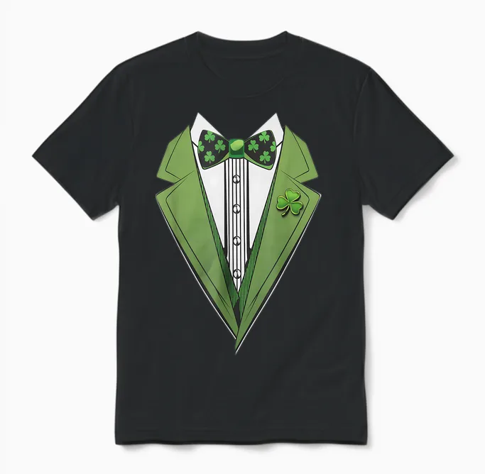 St. Patrick's Day Costume Funny Leprechaun T-Shirt, Black Unisex T-Shirt in Black