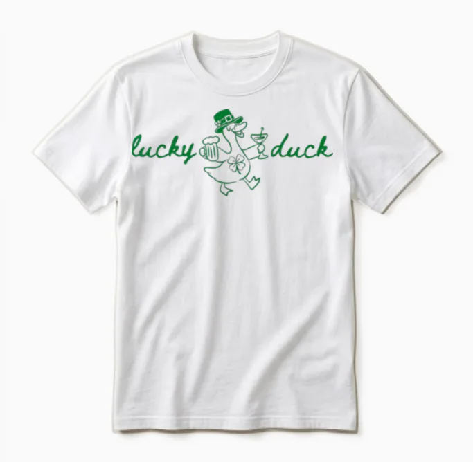 St Patrick's Lucky Duck Saint Paddy's Day Irish Beer Martini Unisex T-Shirt in White