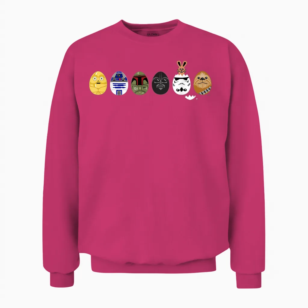 Star Wars Classic Characters Easter Eggs Spring T-Shirt, Black Unisex Sweatshirt in Heliconia