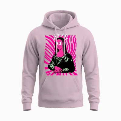 Bold Mona Lisa Unisex Hoodie - Light Pink