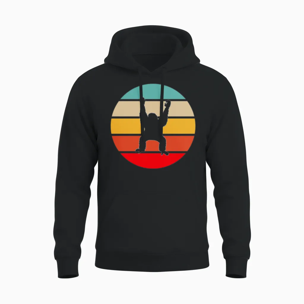 Orangutan Retro Unisex Hoodie in Black