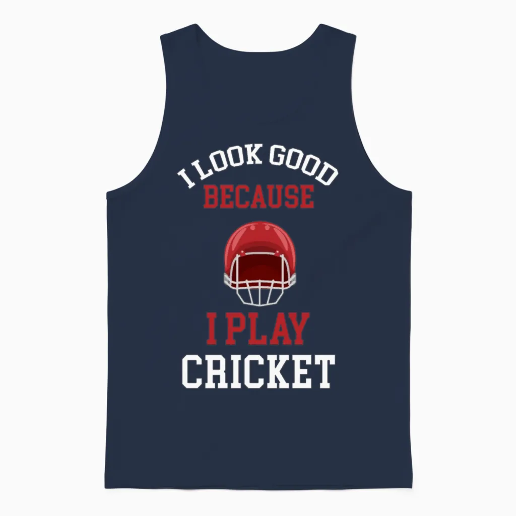 I Look Good Because I Play Cricket Pickleballs Unisex Tank Top in Navy