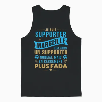 Supporter De Marseille Plus Fada Humour Football Marseillais T-Shirt, Black, S Unisex Tank Top - Black