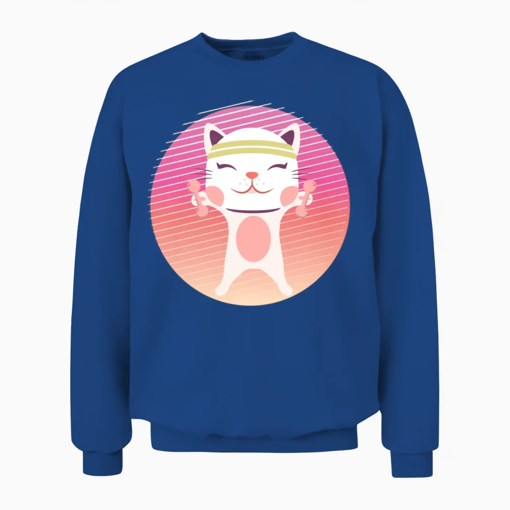 90s Retro Cat Fitness Lovers Gift Unisex Sweatshirt - Royal