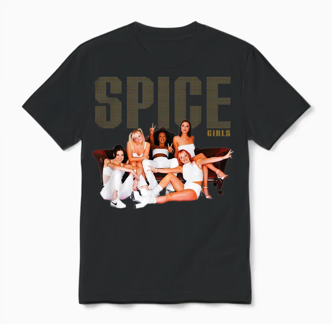 Official Spice Girls T-Shirt Sofa Photo, Black, S Unisex T-Shirt in Black