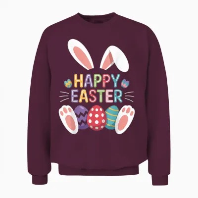 Chemises De Pâques Joyeuses Pour Filles Et Garçons, œufs De Lapin Amusants Unisex Sweatshirt - Maroon