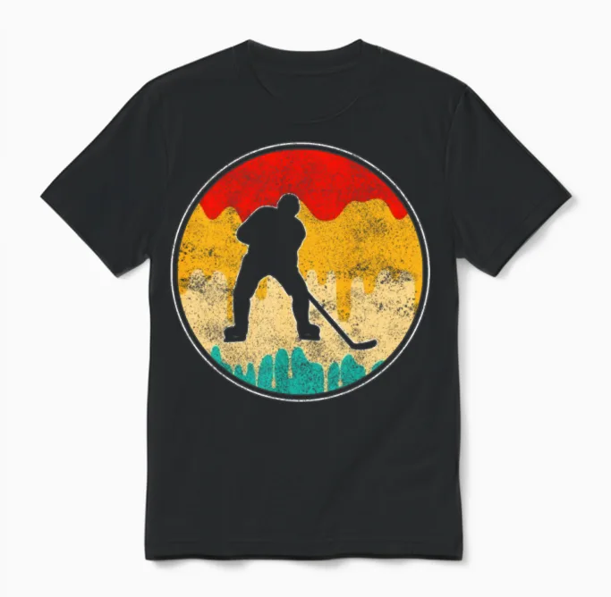 Ice Hockey Retro Unisex T-Shirt in Black