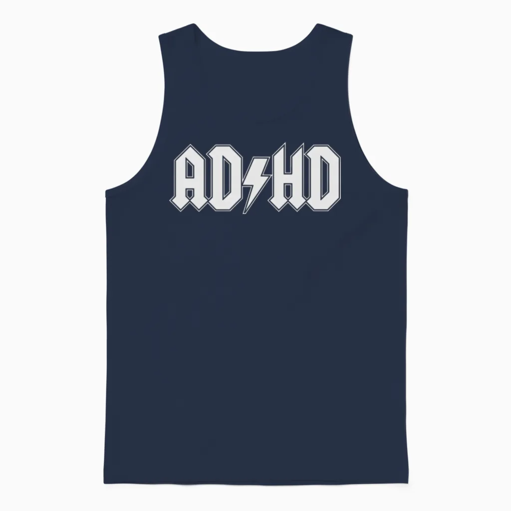 Adhd Funny Unisex Tank Top in Navy