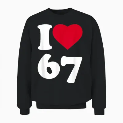 I Heart Love 6-7 Meme Dominosix-Seven Funny 67 Gen Z Alpha Unisex Sweatshirt - Black