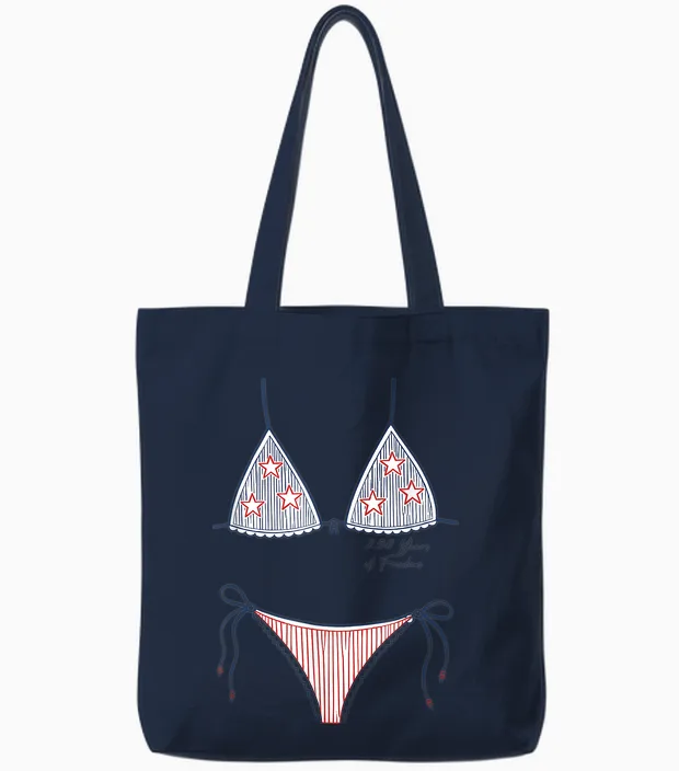Bikini American Flag Cover-Up, 4th of July Usa Patriotic Tote Bags in Navy